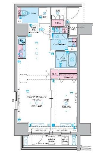 ジェノヴィア東神田グリーンヴェール(1LDK/9階)の間取り写真