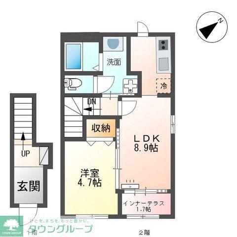 赤羽根計画(1LDK/2階)の間取り写真