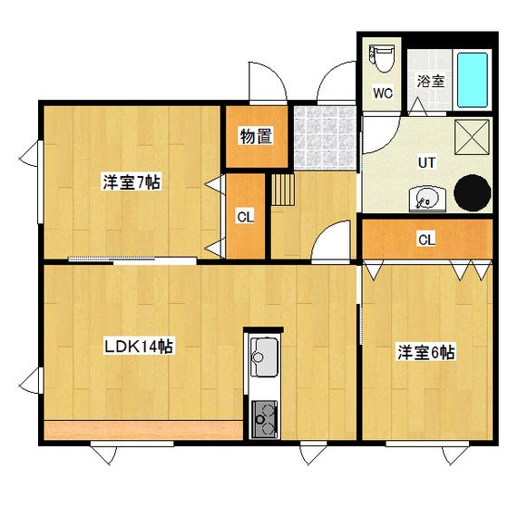 光西町進和ハイツ3(2LDK/1階)の間取り写真