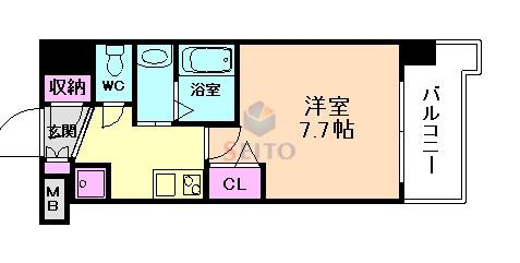 LUXE三国駅前(1K/2階)の間取り写真