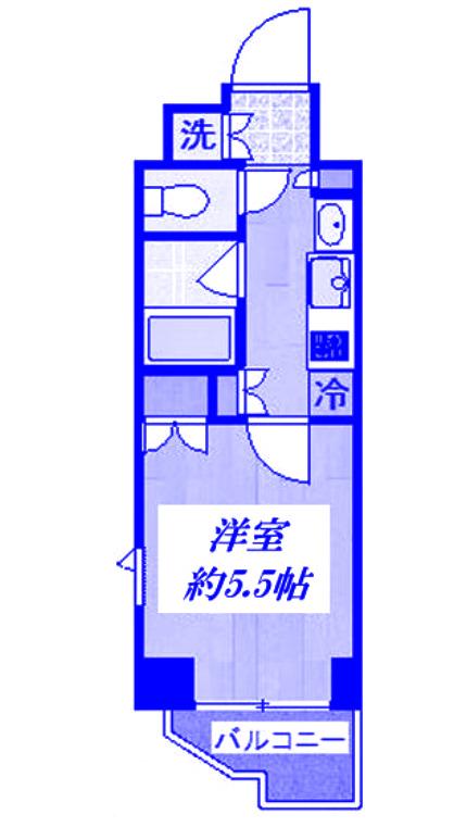 ルーブル川崎中丸子(1K/4階)の間取り写真