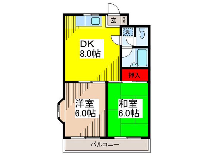 NCKビル(2DK/5階)の間取り写真