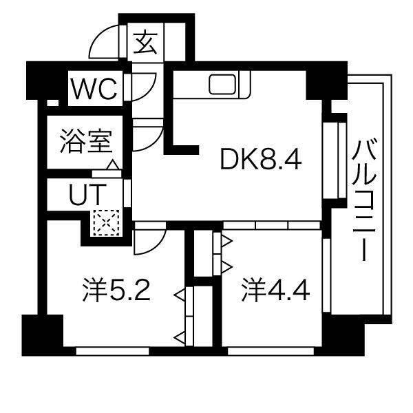 クラッセ琴似ステーション(2DK/6階)の間取り写真