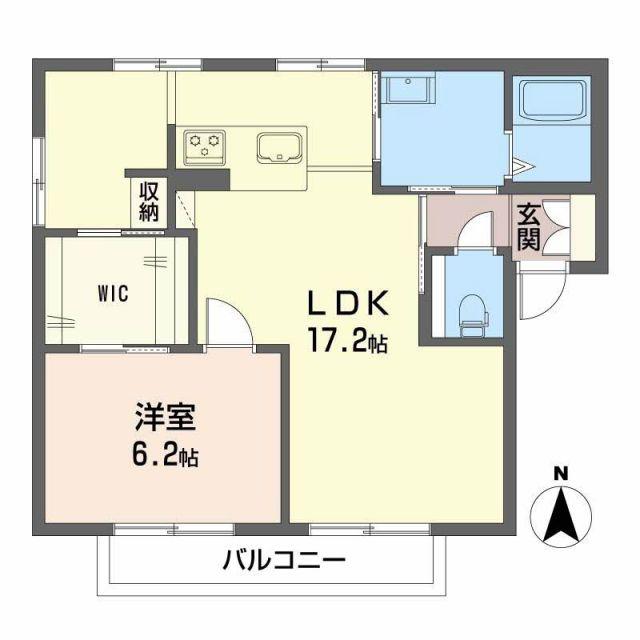 フレグランス山根C(1SLDK/2階)の間取り写真