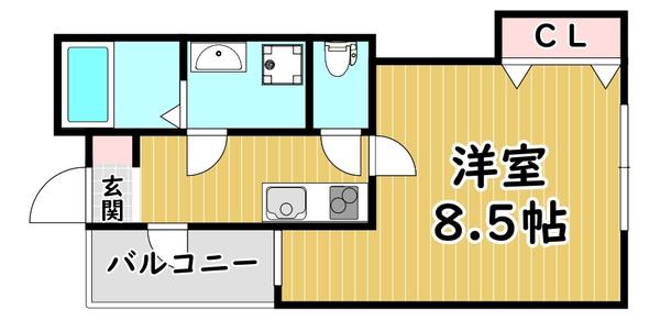 クレア大和田(1K/1階)の間取り写真