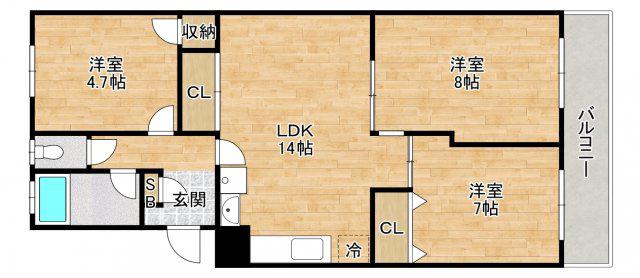 メゾン千里山(3LDK/4階)の間取り写真
