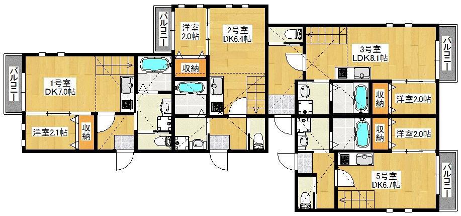 ビータス賀茂弐番館(1SDK/2階)の間取り写真