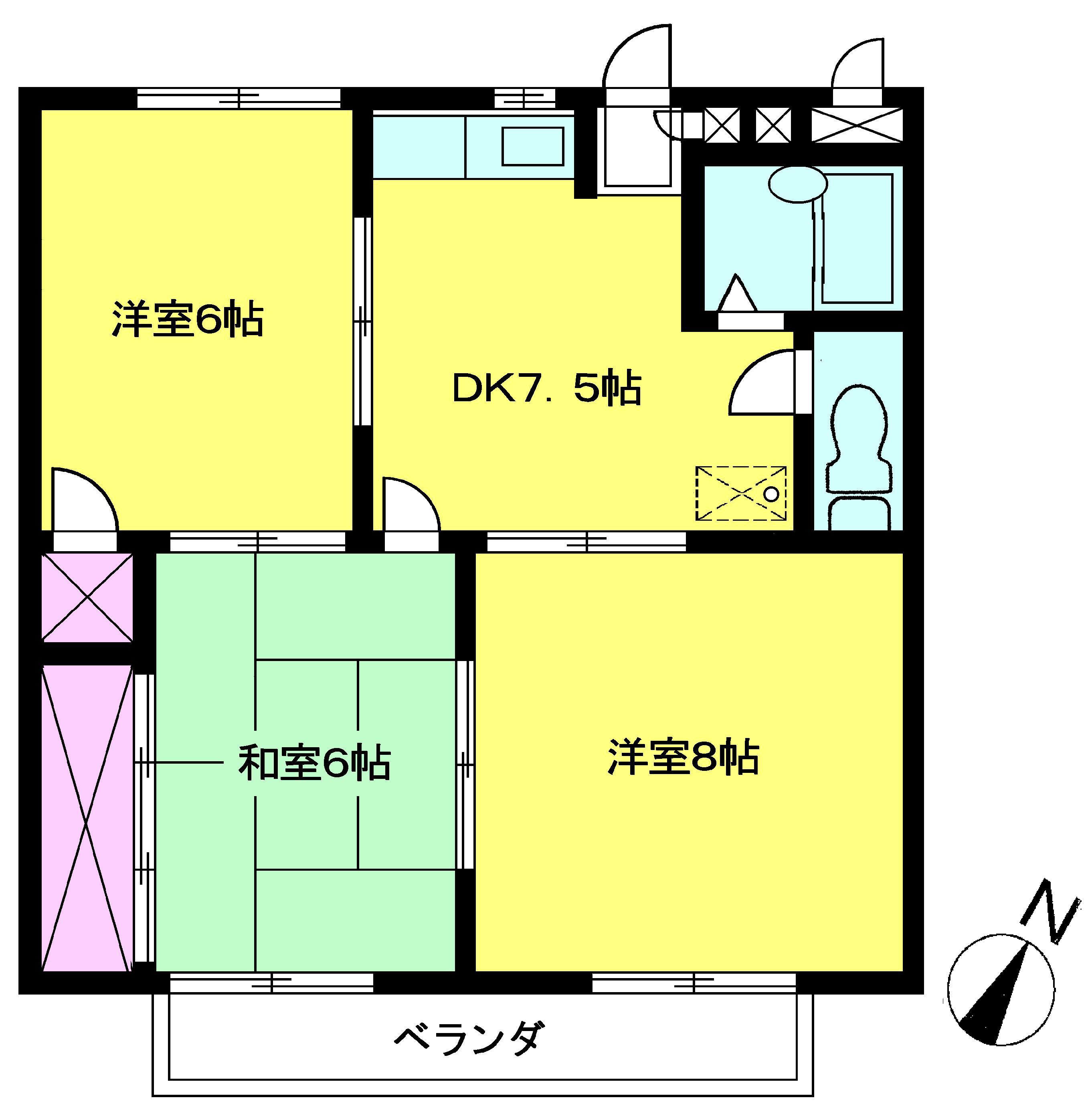 レジデンスミヤハラ(3DK/2階)の間取り写真