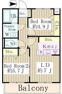 フィオーレスパッチオ(2LDK/1階)の間取り写真