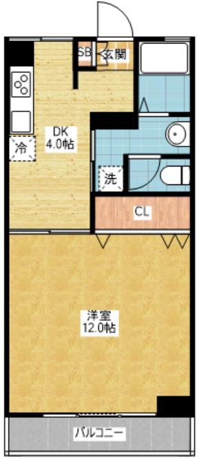 アダチビル(1DK/6階)の間取り写真