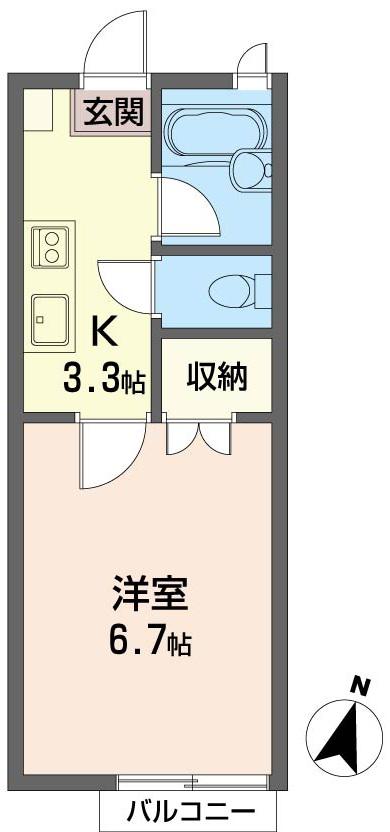 アーカスK-V(1K/1階)の間取り写真