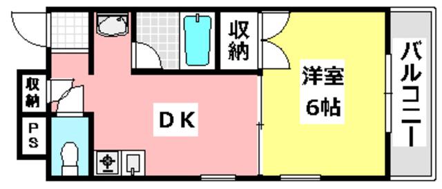 メゾンダイコー舟木(1DK/4階)の間取り写真