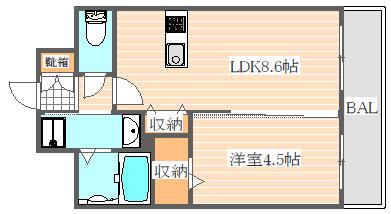 ジュネス・K(1LDK/11階)の間取り写真