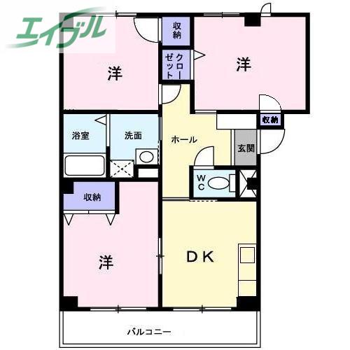 さくらマンションB(3DK/1階)の間取り写真