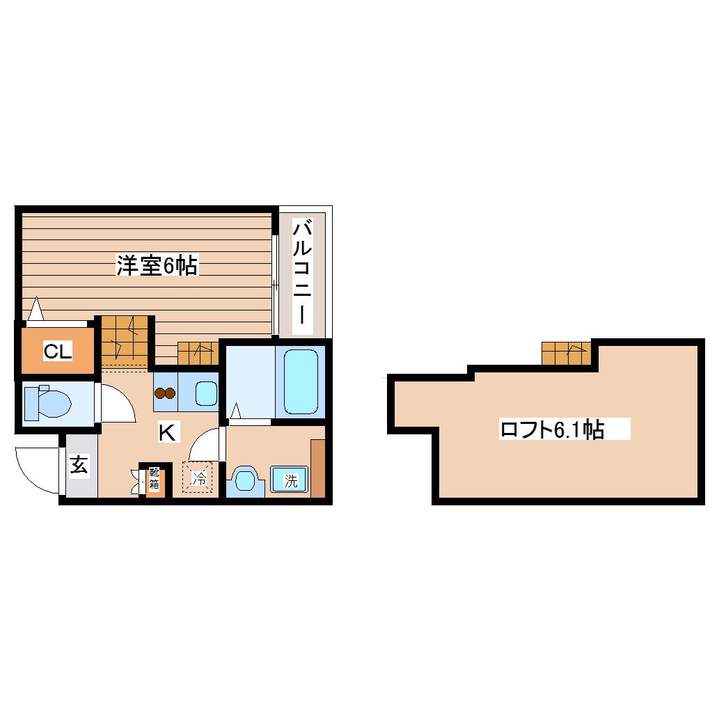 JACK河原町(1K/1階)の間取り写真