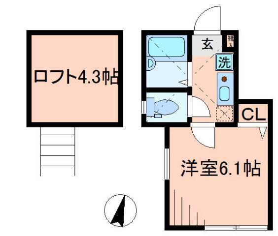 バーミープレイス西落合(1K/1階)の間取り写真