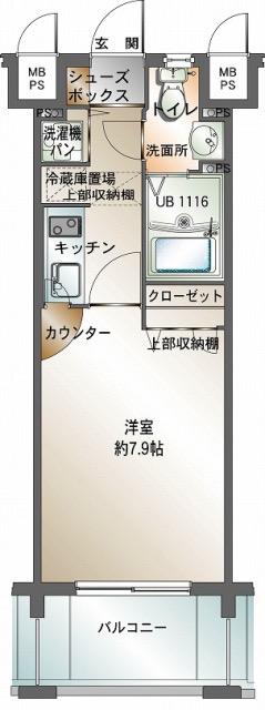 エンクレスト天神III(1K/12階)の間取り写真