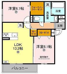 グランヴィアGRANVIA(2LDK/2階)の間取り写真