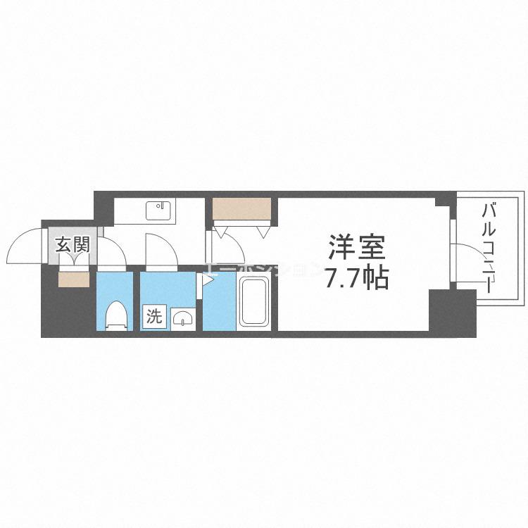 MELDIA CREST TAPP NAMBA ウエスト(1K/14階)の間取り写真