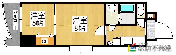ロイヤル呉服 112(2K/6階)の間取り写真