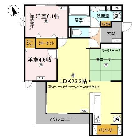 HAMA LATRIUM(2LDK/3階)の間取り写真