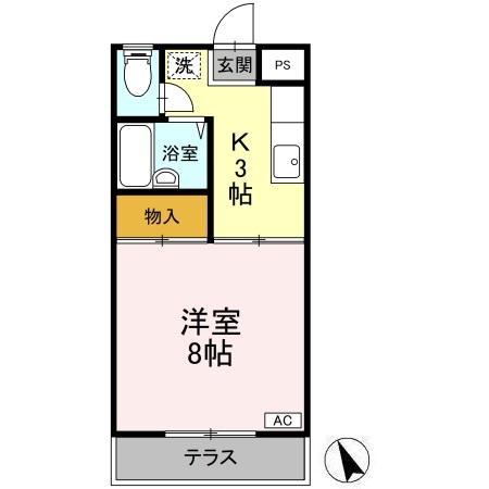 マルマツハイツ B棟(1K/1階)の間取り写真