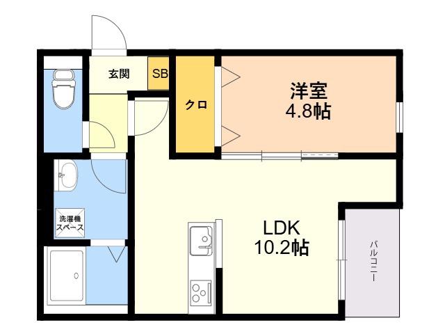 カトレア長尾2(1LDK/1階)の間取り写真