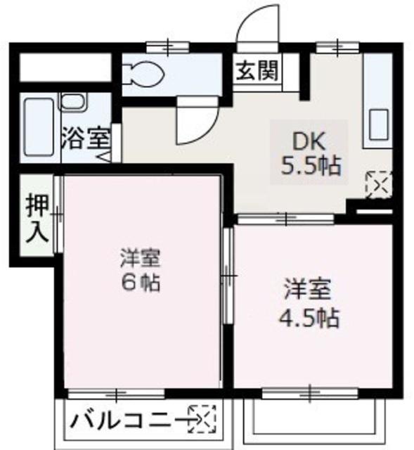 コンフォート志木(2DK/2階)の間取り写真