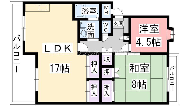 オークハイツ2(2LDK/3階)の間取り写真