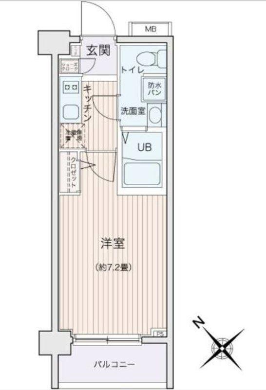 エコロジー都立大学レジデンス(1K/5階)の間取り写真