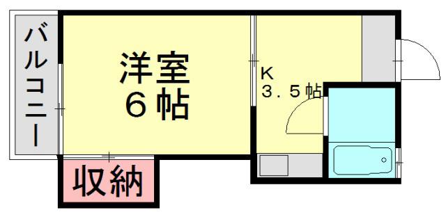 ライオンズコーポ原町(1K/1階)の間取り写真