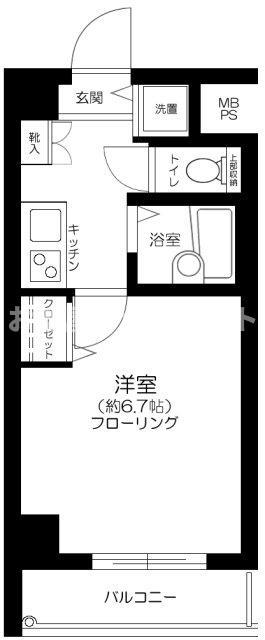 セントパレス南大井学生・社会人にオススメ初期費用(1K/4階)の間取り写真