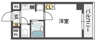 カーサパスコロ(1K/7階)の間取り写真