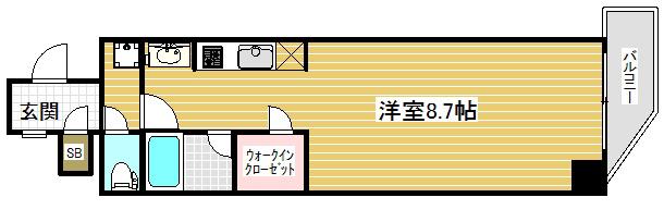 アスヴェル神戸元町海岸通(ワンルーム/2階)の間取り写真