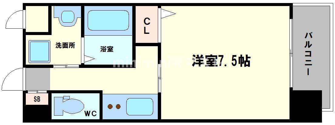 リヴィアスナンバクラス(1K/11階)の間取り写真