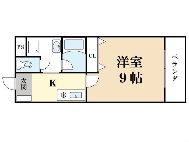 ウィンドワードI号館(1K/2階)の間取り写真