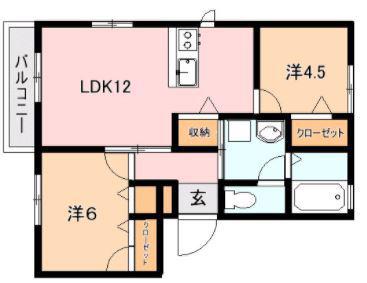シャーメゾン川口A棟(2LDK/1階)の間取り写真