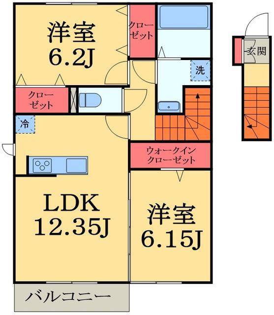 エバーグリーン(2LDK/2階)の間取り写真