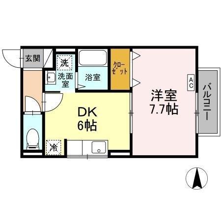 サンハイツ(1DK/2階)の間取り写真