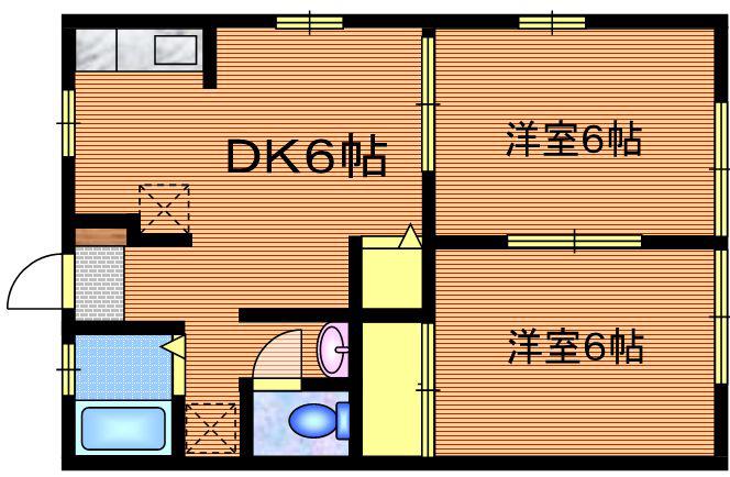 ラ・フィーネ(2DK/1階)の間取り写真