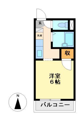 サープラスI HIGASHIBORA(1K/2階)の間取り写真