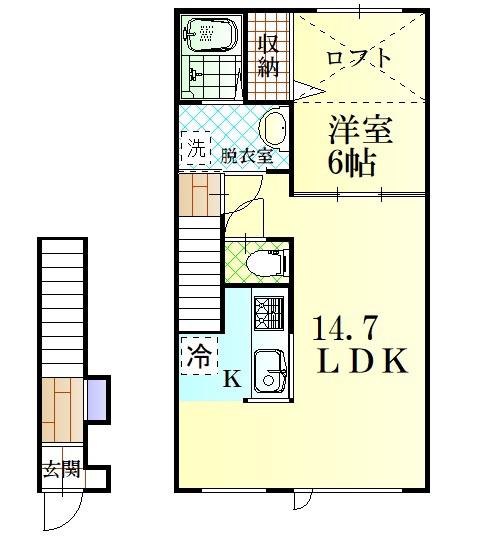 ＪＲ宗谷本線 旭川四条駅 徒歩30分 2階建 築6年(1LDK/2階)の間取り写真