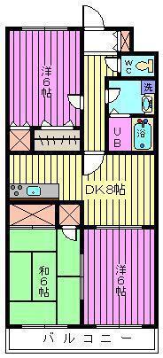 ハイパレス(3LDK/3階)の間取り写真
