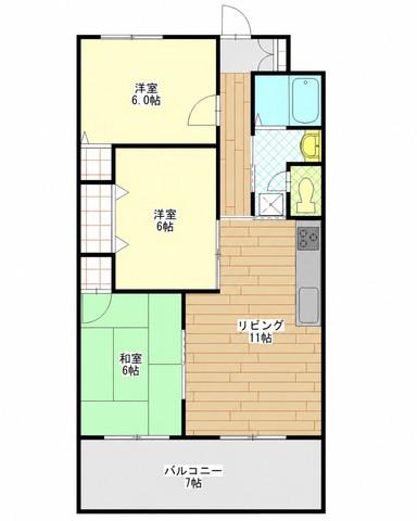 アップルハウス(3LDK/1階)の間取り写真