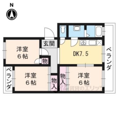 マンションきよし(3DK/1階)の間取り写真