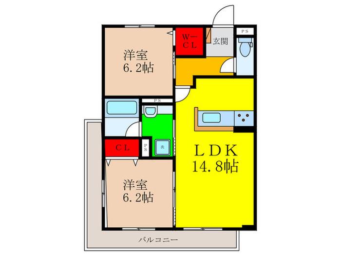 パークサイドファーム(2LDK/2階)の間取り写真