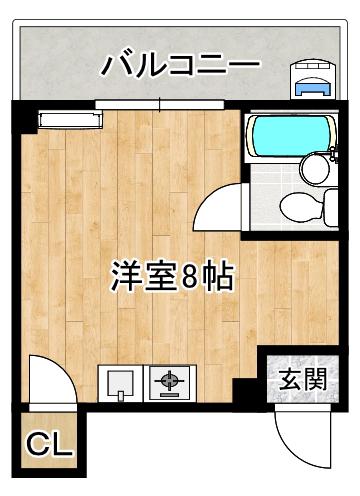 シャトー湊(ワンルーム/2階)の間取り写真