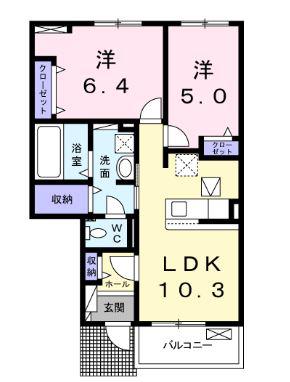 ラウレア(2LDK/1階)の間取り写真