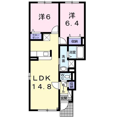 春夏秋冬(2LDK/1階)の間取り写真