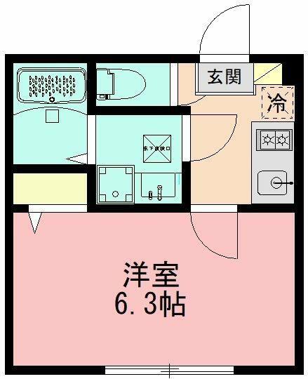 フェリーチェ中央林間(1K/1階)の間取り写真